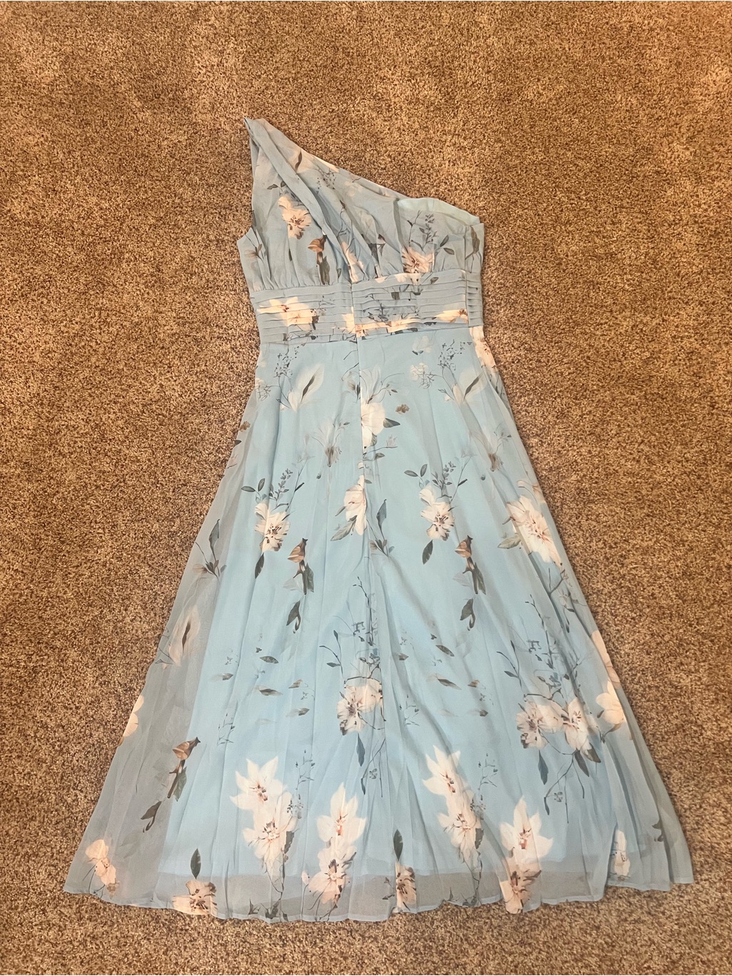 One-Shoulder Floral Maxi Dress In Light Blue